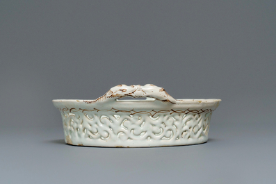 A polychrome Brussels faience '&agrave; la haie fleurie' reticulated basket, 18th C.